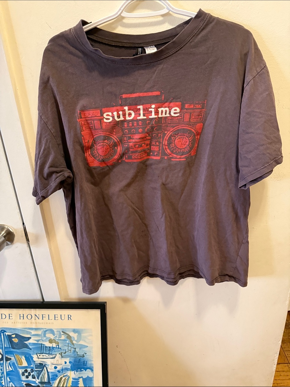 H&M Boys' Short Sleeve Tee in Charcoal with Red Boombox Print - Sublime